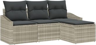 vidaXL Garden Sofa Set 4 pcs Light grey Poly rattan Vidaxl