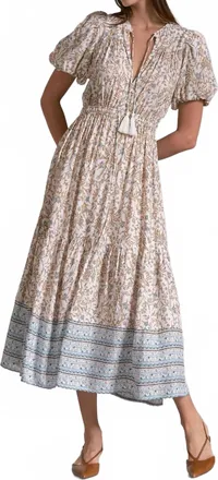 Elan Womens Whimsy Print Elastic Waist Maxi Dress In Blue