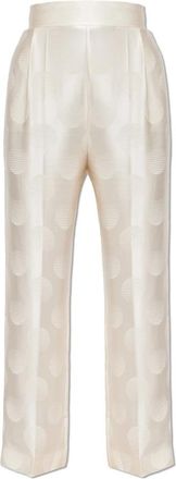 Valentino Garavani Zijden Pantalon met Plooi - Dames - Straight fit broeken - Beige - XS - Broeken