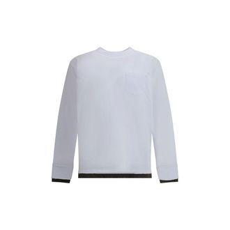 sacai White Cotton Long Sleeve Mens T-Shirt