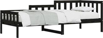 vidaXL Sof&aacute; Cama Sin Colch&oacute;n Madera Maciza De Pino Negro 90x190 Cm Vidaxl