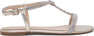 Ninalilou Zilveren Leren Sandalen voor Vrouwen - Dames - Sandalen - Grijs - 37 1/2 EU - Leer - Schoenen