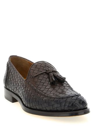 Doucal's Woven Leather Loafer - Black