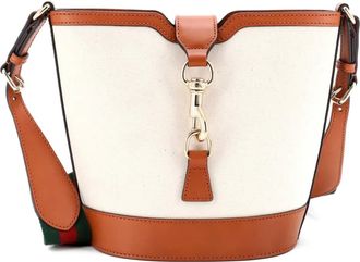 Gucci Web Ophidia Canvas with Leather Mini bucket bag - Beige