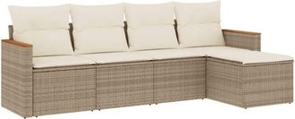 vidaXL Juego De Sof&aacute;s Jard&iacute;n Con Cojines 5 Pzas Rat&aacute;n Sint&eacute;tico Beige Vidaxl