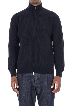 Barba Ribbed Full Zip Virgin Wool Sweater
