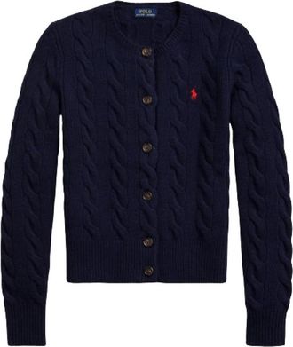 Polo Ralph Lauren Gedraaide Kasjmier Wollen Vest - Dames - Vesten - Blauw - S - Wol - Truien & Vesten