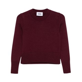 Alpha Studio Wool Crew Neck Sweater - Dames - Ronde hals truien - Rood - M - Wol - Truien & Vesten