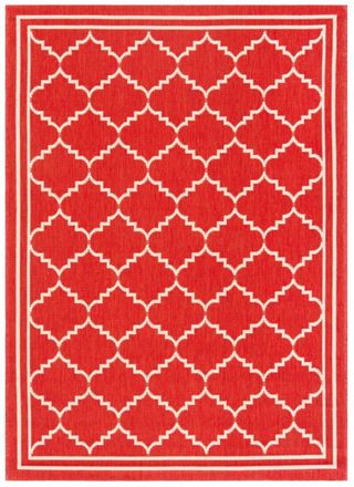 Safavieh Alfombra enrejado de polipropileno rojo/beige, 122 x 170 cm