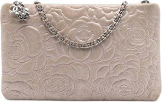 Chanel Pre-owned Clutches, female, Beige, Size: ONE SIZE Pre-owned Vintage Embossed Metallic Lambskin Shoulder Bag