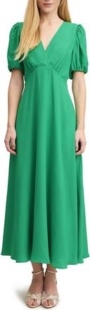L.k. Bennett Hermia V-Neck Midi A-Line Dress in Green at Nordstrom Rack, Size 16 Us / 20 Uk