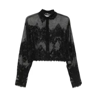 Ermanno Scervino Overhemden, Dames, Zwart, M, Katoen, Shirt With Embroidery