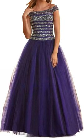 Mac Duggal Sequin Ball Gown In Cobalt