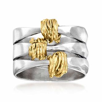 Ross-Simons Two-Tone Sterling Silver Wrapped Station Ring