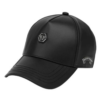 Philipp Plein Baseball Cap Hexagon - Heren - Petten - Zwart - ONE Size - Leer - Accessoires