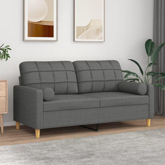 vidaXL Sof&aacute; De 2 Plazas Con Cojines Tela Gris Oscuro 140 Cm Vidaxl