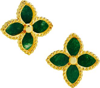 Savvy Cie Jewels 18K Gold Vermeil Agate Stud