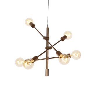 QAZQA Qazqa Industrial L&aacute;mpara Colgante Industrial Bronce Oscuro 6 Luces - Sydney Acero Alargada Adecuado Para Led Max. 6 X 40 Watt