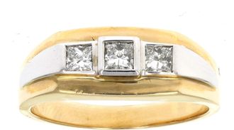 Vir Jewels 1/2 cttw 3 Stone Princess SI Mens Diamond Engagement Ring 14K Two Tone Gold