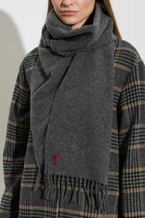Ami Wool Scarf, Unisex, Grey