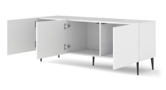 AKL FURNITURE Mueble para TV efecto madera Blanco y Negro