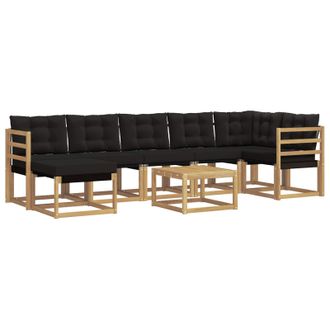 vidaXL Conjunto De Sof&aacute;s De Exterior Con Coj&iacute;n 8 Pcs Blanco Y Negro Vidaxl
