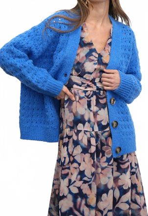 Greylin Hudson Oversized Crochet Knit Cardigan In Sapphire