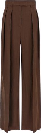 Brunello Cucinelli Linen Trousers Pantaloni Marrone-Donna