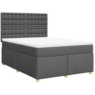 vidaXL Vidaxl - Cama Box Spring Con Colch&oacute;n Tela Gris Oscuro 140x200 Cm