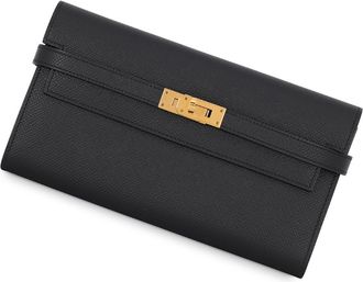 Herm&egrave;s Black Epsom Leather Long Wallet (Bi-Fold) (Pre-Owned)