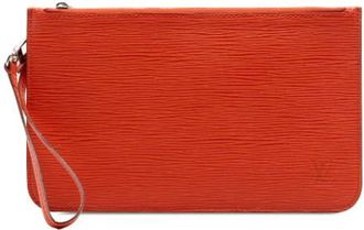 Louis Vuitton Pre-owned Neverfull Pouch - Dames - Vintage Clutch - Oranje - ONE Size - Leer - Vintage