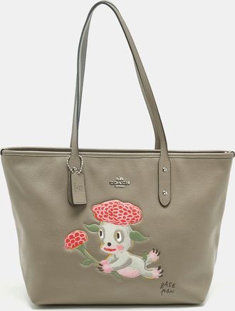 Coach X Gary Baseman Beige Leather Lou City Zip Tote