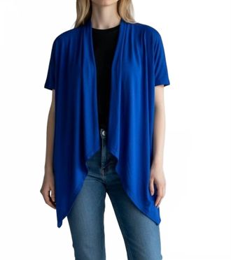 AB Studio Short Sleeve Cardigan In Blue