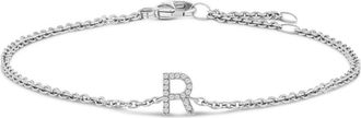 House of Brilliance 10K Gold Diamond Accent A-Z Initial Charm and Link Bracelet in White | R at Nordstrom