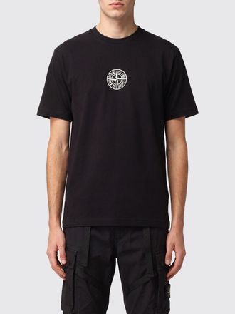 Stone Island T-shirt in cotone con iconico logo Compass applicato