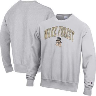 Champion Mens Champion Gray Wake Forest Demon Deacons Distressed Arch Over Logo Reverse Weave Crew Neck Sweatshirt at Nordstrom, Size Medium