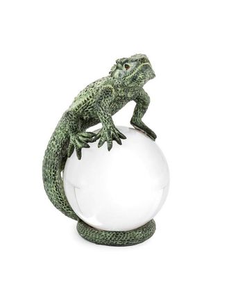 Schubiger M&ouml;bel Figur Eidechse Auf Glaskugel Gr&uuml;n H: 20 cm