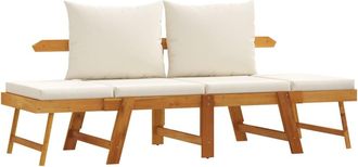 vidaXL Vidaxl - Banco De Jard&iacute;n Con Cojines 2 En 1 Madera Maciza De Acacia