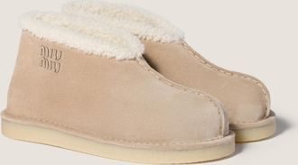 Miu Miu Suede and shearling slip-on booties