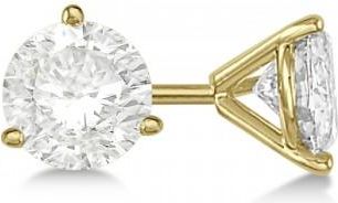 Allurez Round Diamond Stud Earrings 3-Prong Martini Setting In 18K Yellow Gold
