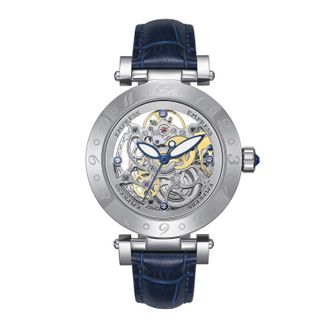 Empress Womens Theodora Automatic Leather-Band Watch - Blue Stainless Steel - One Size