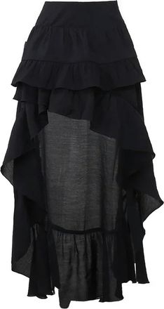 Generic Y2K Black Cocktail Irregular Long Skirts for Women Elegant Fungus A-Line Midi Skirt Summer Skirt Streetwear-Black-L