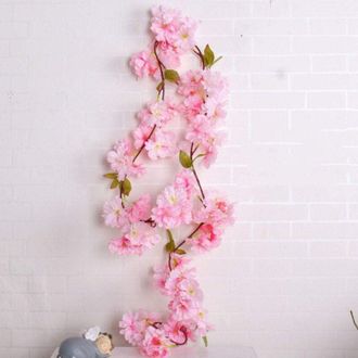 OEM Guirnalda Colgante De Enredaderas Artificiales De Sakura, Corona De Rat&aacute;n Con Hiedra Y Flores De Cerezo Para Bodas, Hogar Y Festivales, 5 Piezas, Rosa