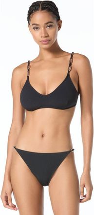 Michael Kors Oval Link Crepe Solids Bralette Top in Black at Nordstrom, Size X-Small