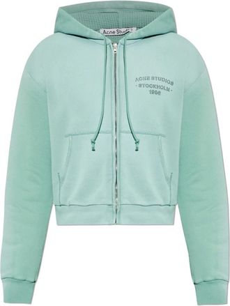 Acne Studios Sprayed Zip Hoodie - Heren - Vesten met rits - Groen - M - Katoen - Hoodies & sweatvesten
