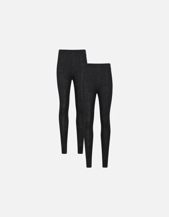 Mountain Warehouse Womens Mountain Warehouse Womens/Ladies Merino Wool Base Layer Bottoms (Pack of 2) - Black - Size: 18/32in