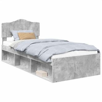 vidaXL Estructura De Cama Con Cabecera Gris Concreto 90 X 190 Cm Vidaxl
