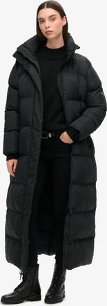 Superdry Steppjacke SUPERDRY MAXI LONGLINE PUFFER JACKET, Damen, Gr. M, schwarz, Web, Obermaterial: 100% Polyester, unifarben, oversize ca. Mitte Wade, Jacken 