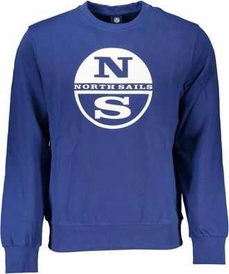 North Sails Blauwe Crew Neck Logo Sweatshirt - Heren - Sweatshirts - Blauw - M - Katoen - Hoodies & sweatvesten