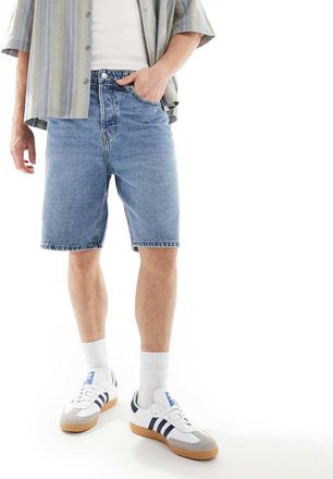 Only & Sons baggy denim shorts in light wash-Blue